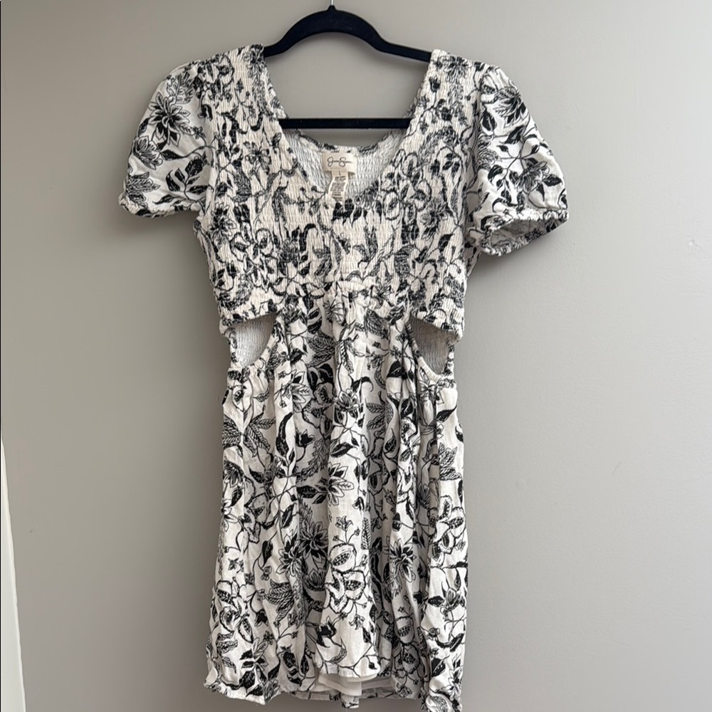 Floral Black and White Dress